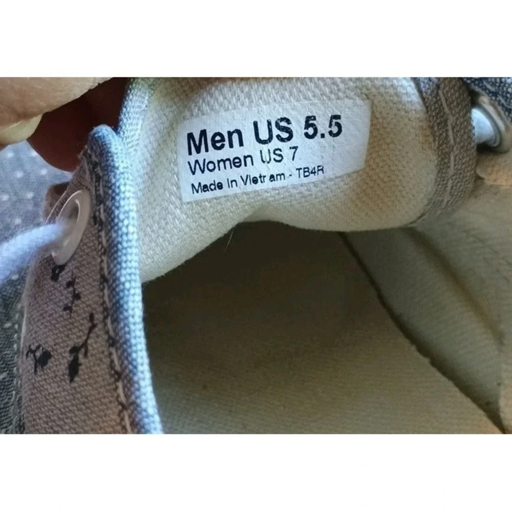 Vans Blue Polka A Dot Flowers Ankle Sneakers Lace Up Tie Size Wm 7 Cloth